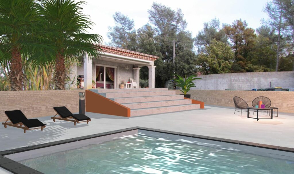 Projet piscine et terrasse en 3D
